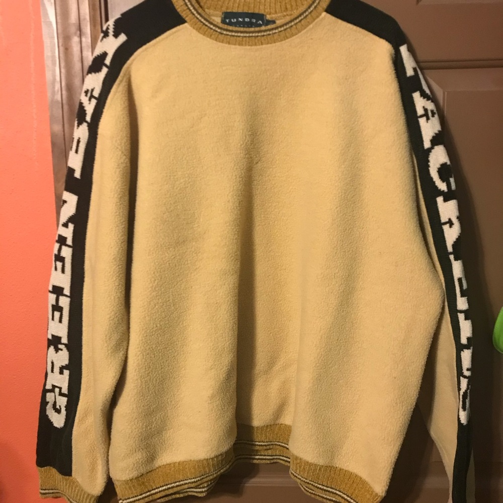 Vtg Tundra Canada Green Bay Packer Fleece Crew